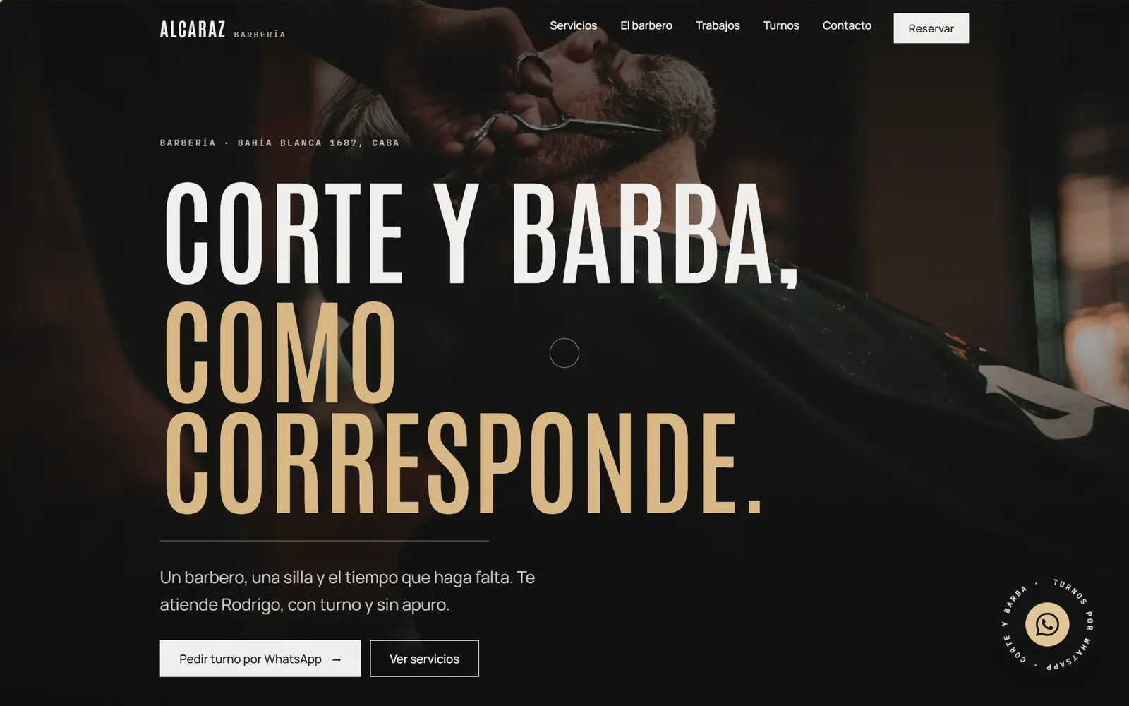 Portada del sitio de Barbería Alcaraz