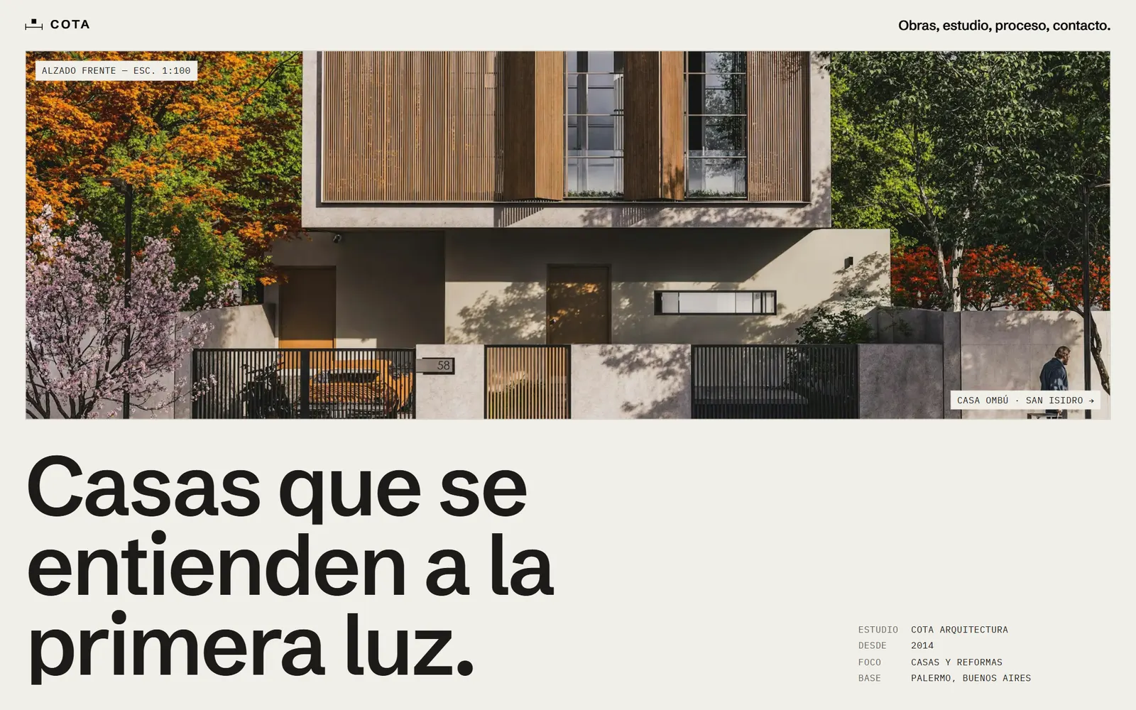 Portada del sitio de COTA Arquitectura
